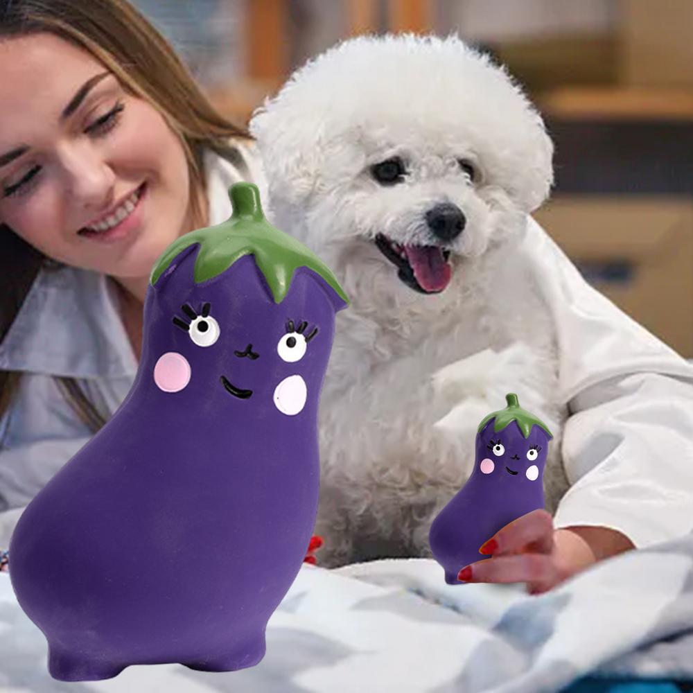 Cute Vegetable Dog Chew Toys Cartoon Onion Eggplant Teething Toy Puppies Latex Reusable Teethers Vegetable Figures For Dogs