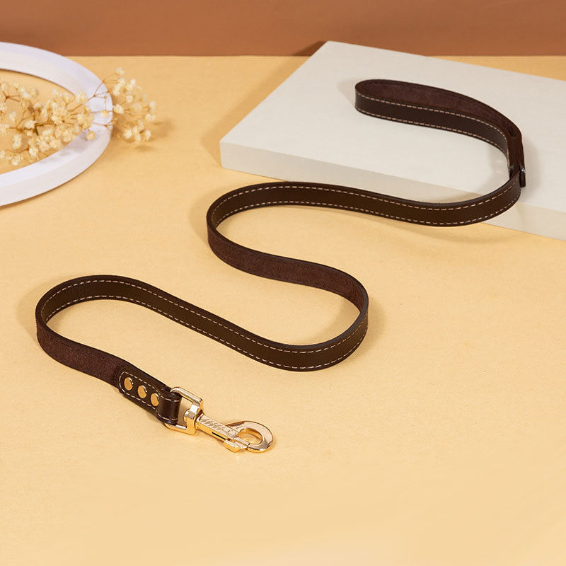 New Dog Pu Leather Tow Rope Collar Belt Solid Small, Medium And Large Dogs Universal 13 15 M