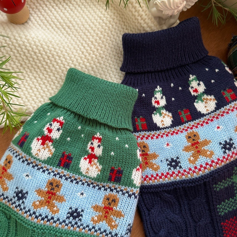 Christmas Snowman Gingerbread Pet Sweater