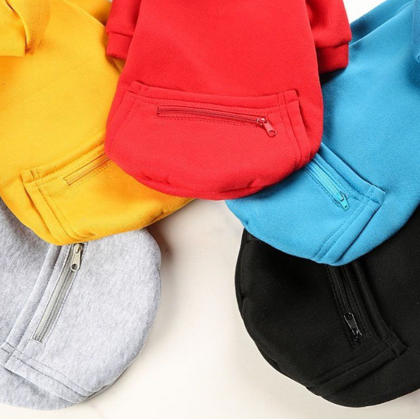 Pet Clothes New Small Medium Zipper Pocket Sweatshirt
