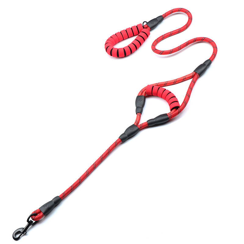 Nylon Woven Reflective Round Rope Double Handle Dog Hand Holding Rope
