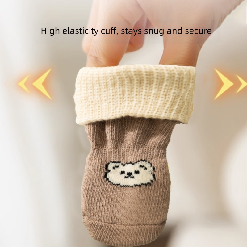 Pet Socks, Long Tubes, Anti-Slip And Dirt-Resistant Socks For Dogs, Four Pairs, Dog Shoes For Going Out, Foldable Joint Bichon Frise Socks