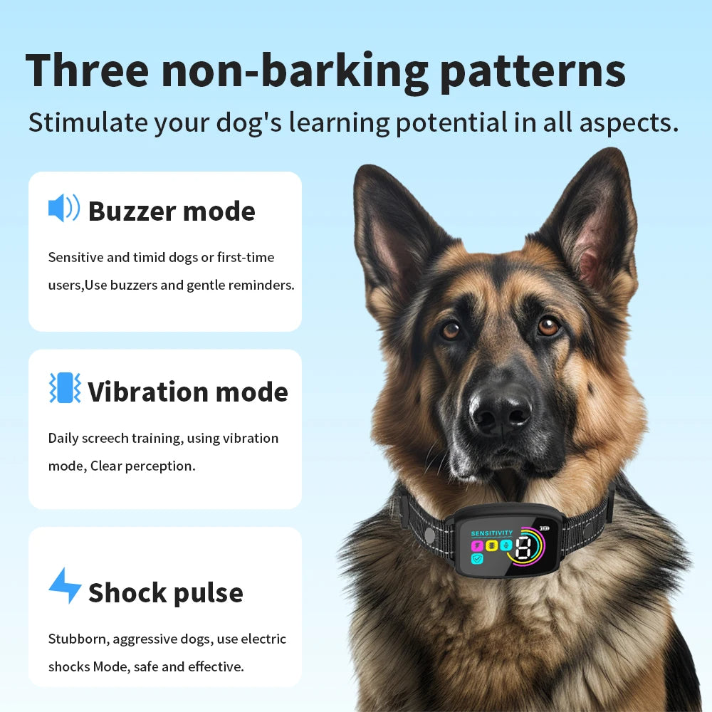 Smart Rechargeable Waterproof Anti-Bark Dog Collar