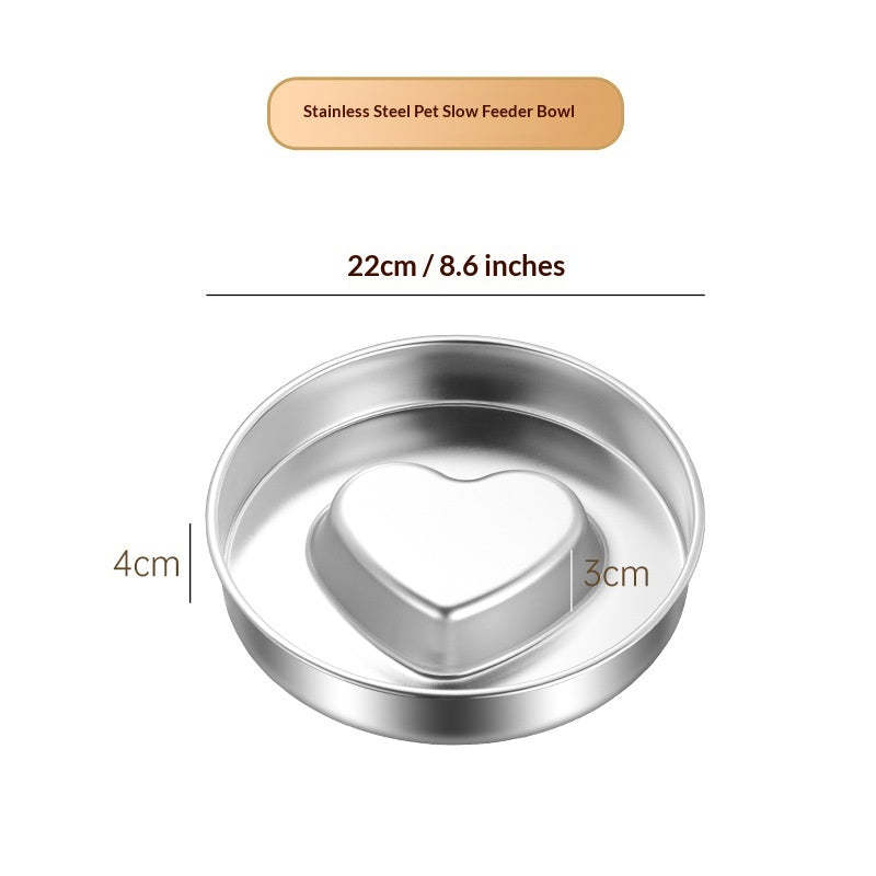 Thick Stainless Steel Heart Slow-Feeding Bowl