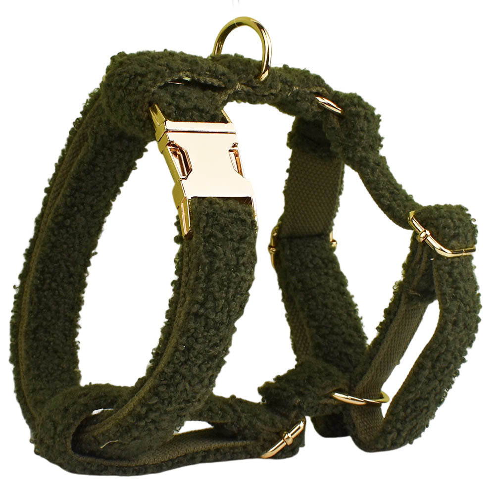 Army Green Velvet Pet Collar Vest