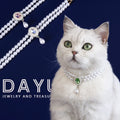 Double-Layer Pearl Pet Necklace Maltese Puppy Luxurious Color Gem Pendant Princess Collar