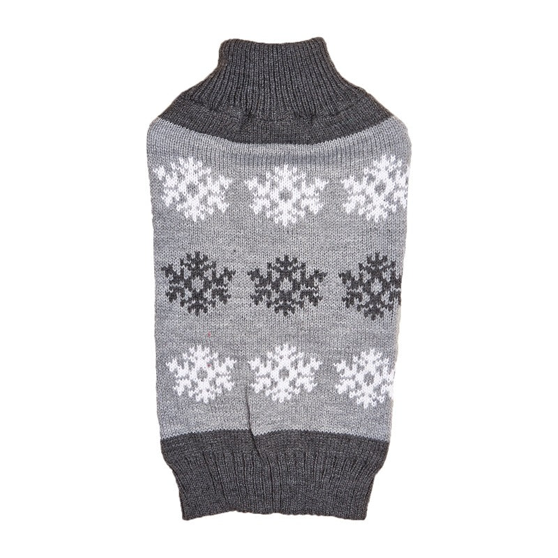 Brown Gray Snowflake Christmas Dog Sweater
