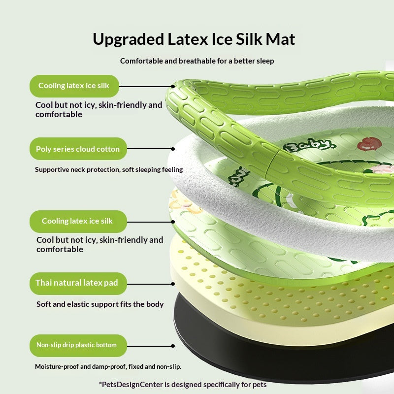 Spring Summer Cartoon Dinosaur Latex Ice Silk Partition Dog Bed
