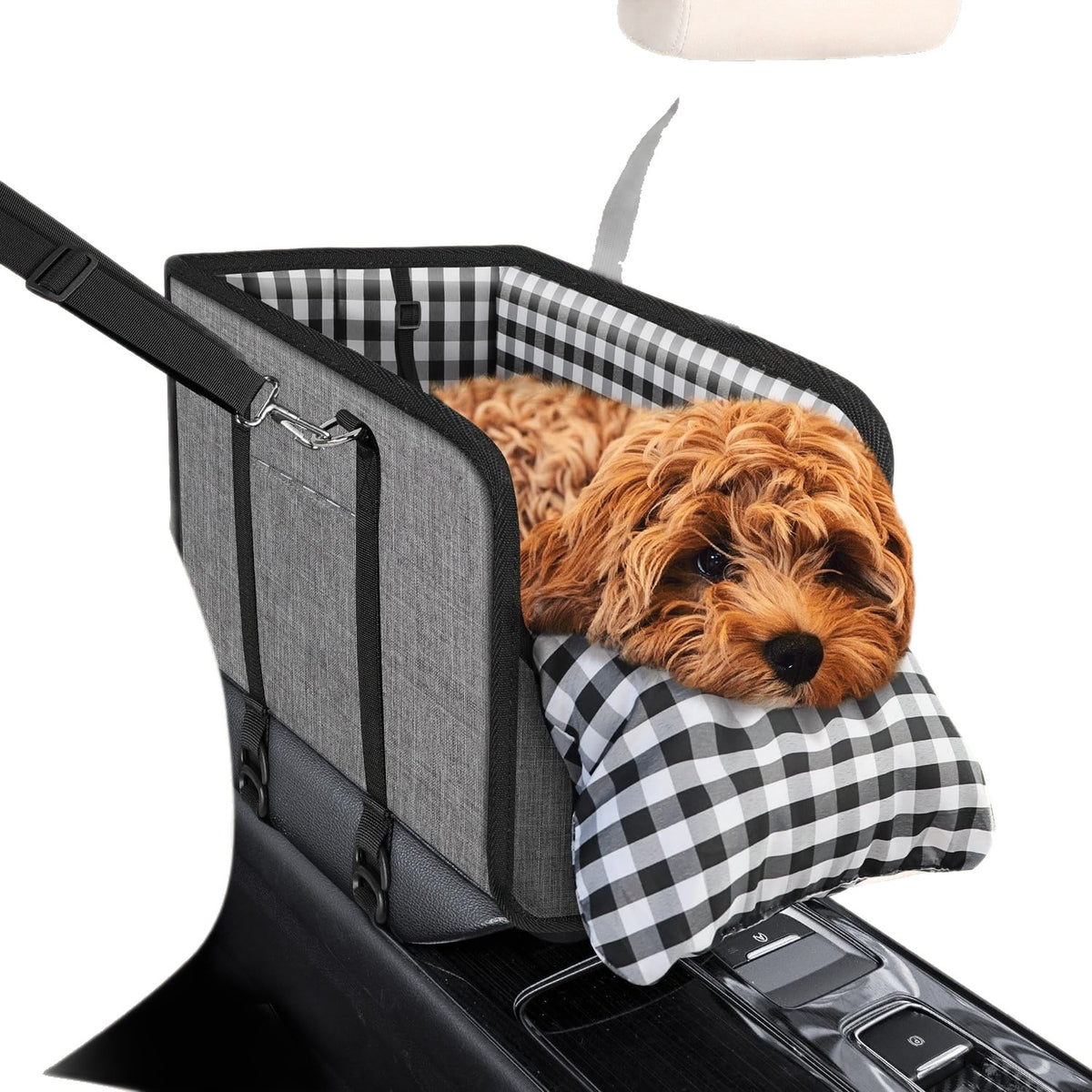 Plaid Pet Car Seat with Cushion