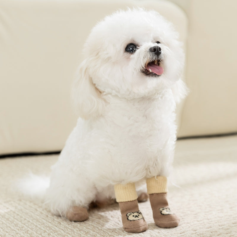 Pet Socks, Long Tubes, Anti-Slip And Dirt-Resistant Socks For Dogs, Four Pairs, Dog Shoes For Going Out, Foldable Joint Bichon Frise Socks