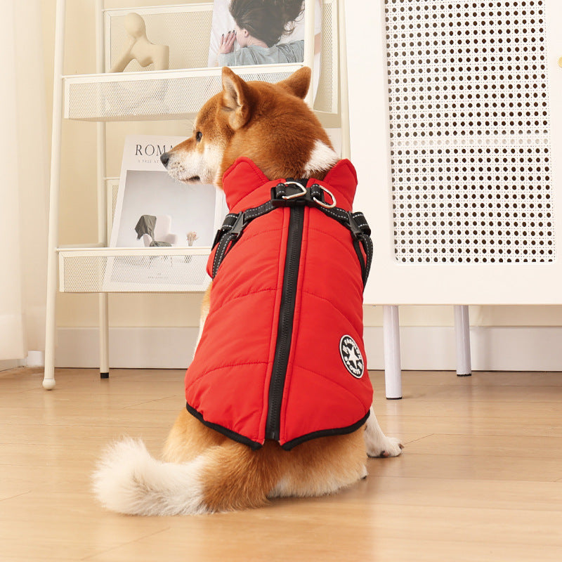 Warm Fleece-Lined Reflective Dog Overalls