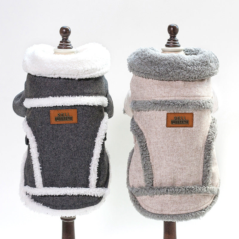 Warm Fleece-Lined Two-Leg Dog Clothes