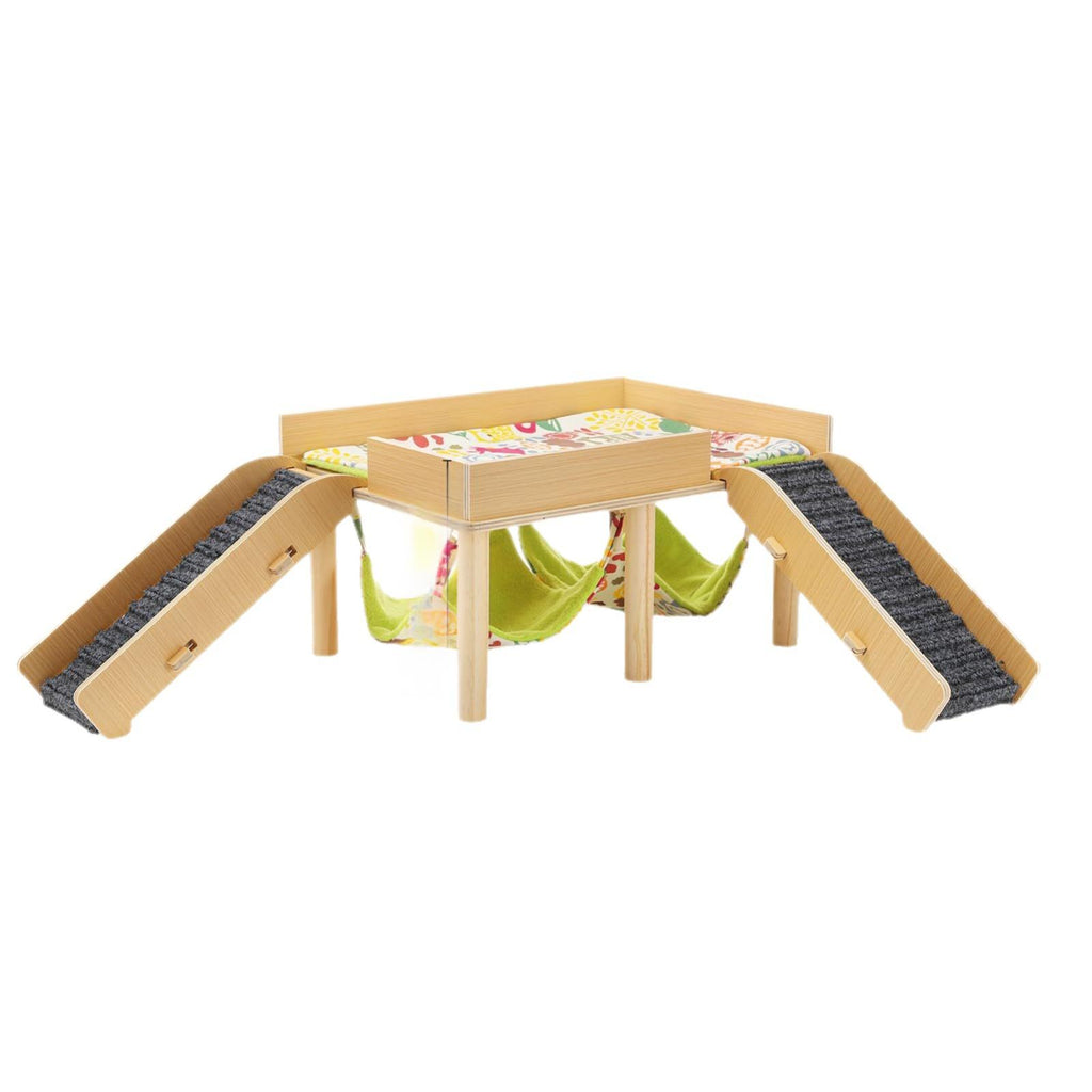 Wooden Guinea Pig Double Hammock Nest With Removable Design And Ladder For Pet Cages