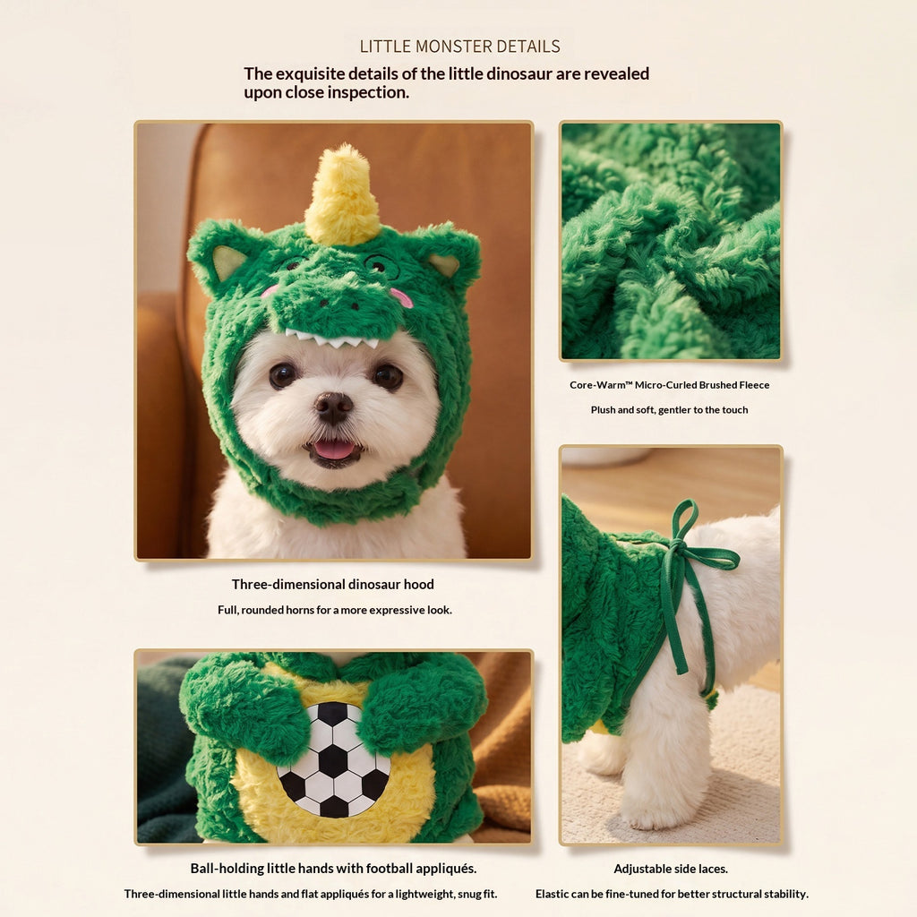 Warm Dinosaur Bear Embroidered Pet Jumpsuit