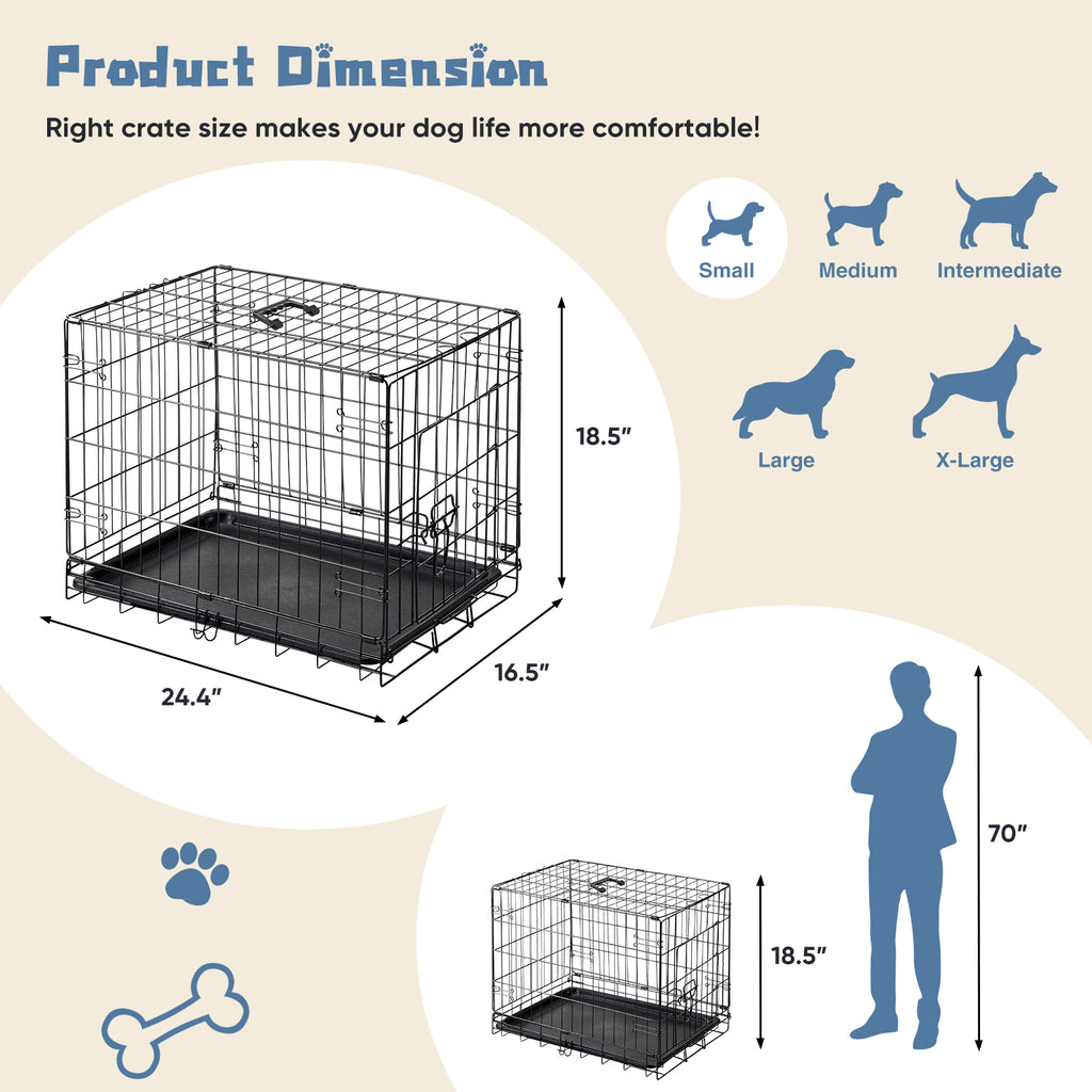 Single Door Dog Cage 24-30 Inch