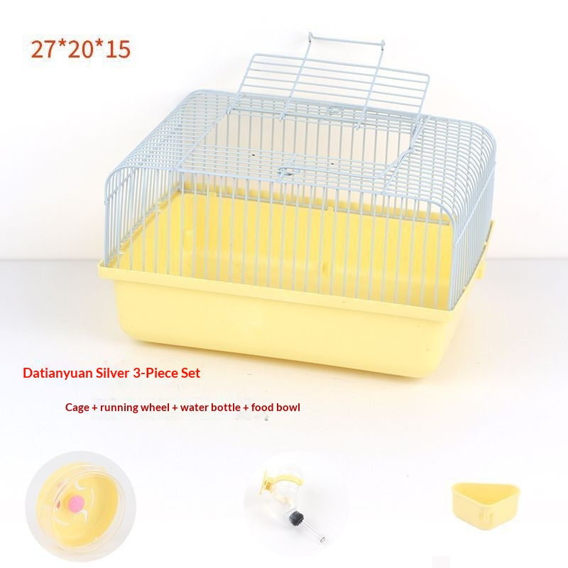 Small Pastoral-Style Pet Supply Set Including A Water Bottle A Food Bowl And A Running Wheel