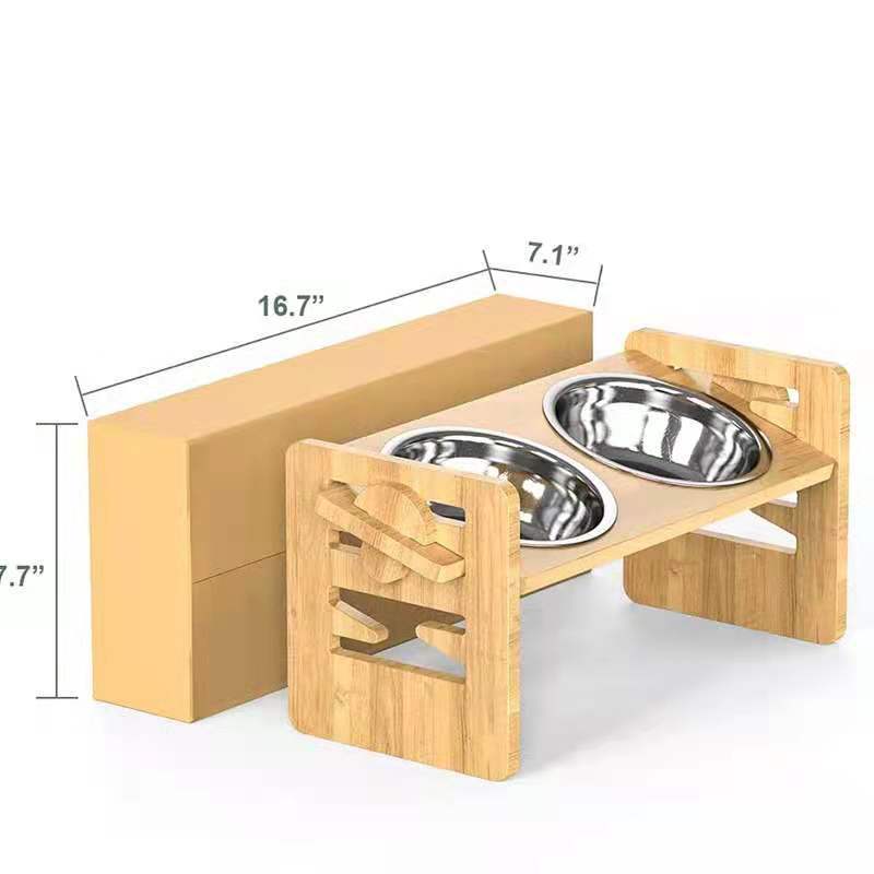 Dog Rice Stainless Steel Double Bowl Folding