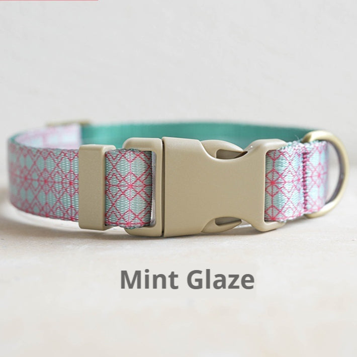 All-Season Mint-Glazed Plaid Pet Collar