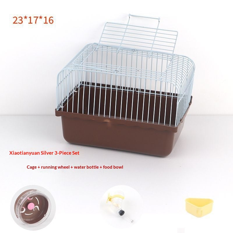 Small Pastoral-Style Pet Supply Set Including A Water Bottle A Food Bowl And A Running Wheel