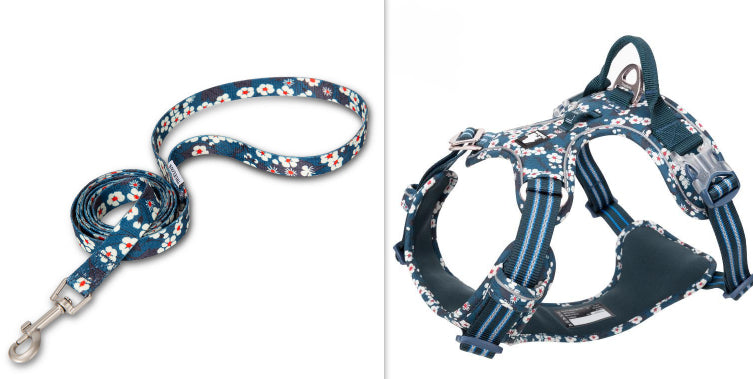 Pet Dog'S Chest Strap Floral Explosion-Proof Punching Traction