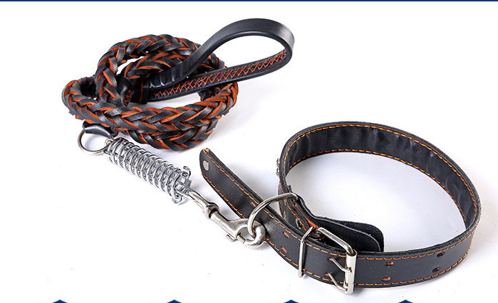 Leather Traction Rope Chain Explosion-Proof Punch Collar