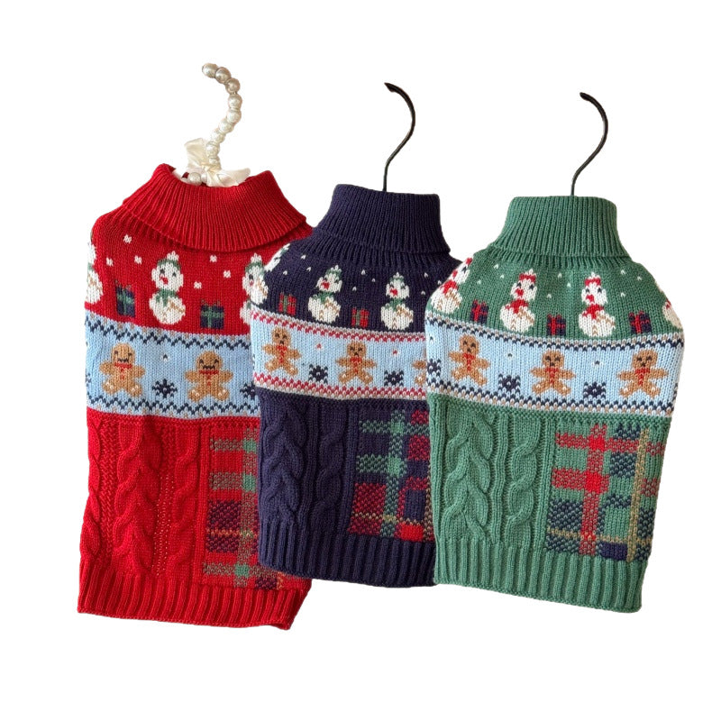 Christmas Snowman Gingerbread Pet Sweater