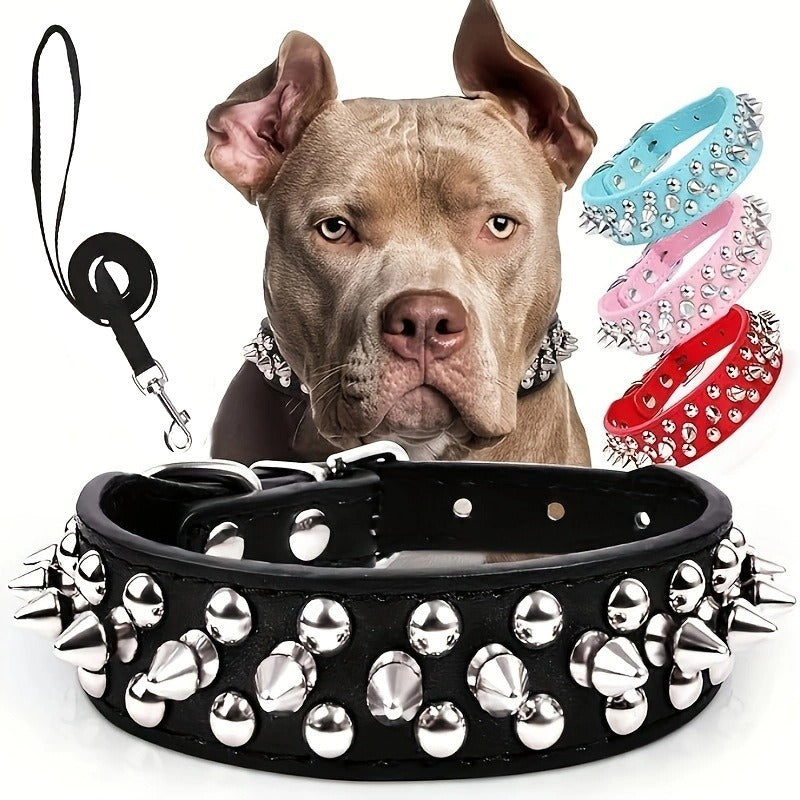 Thickened Pu Leather Leash And Collar Set