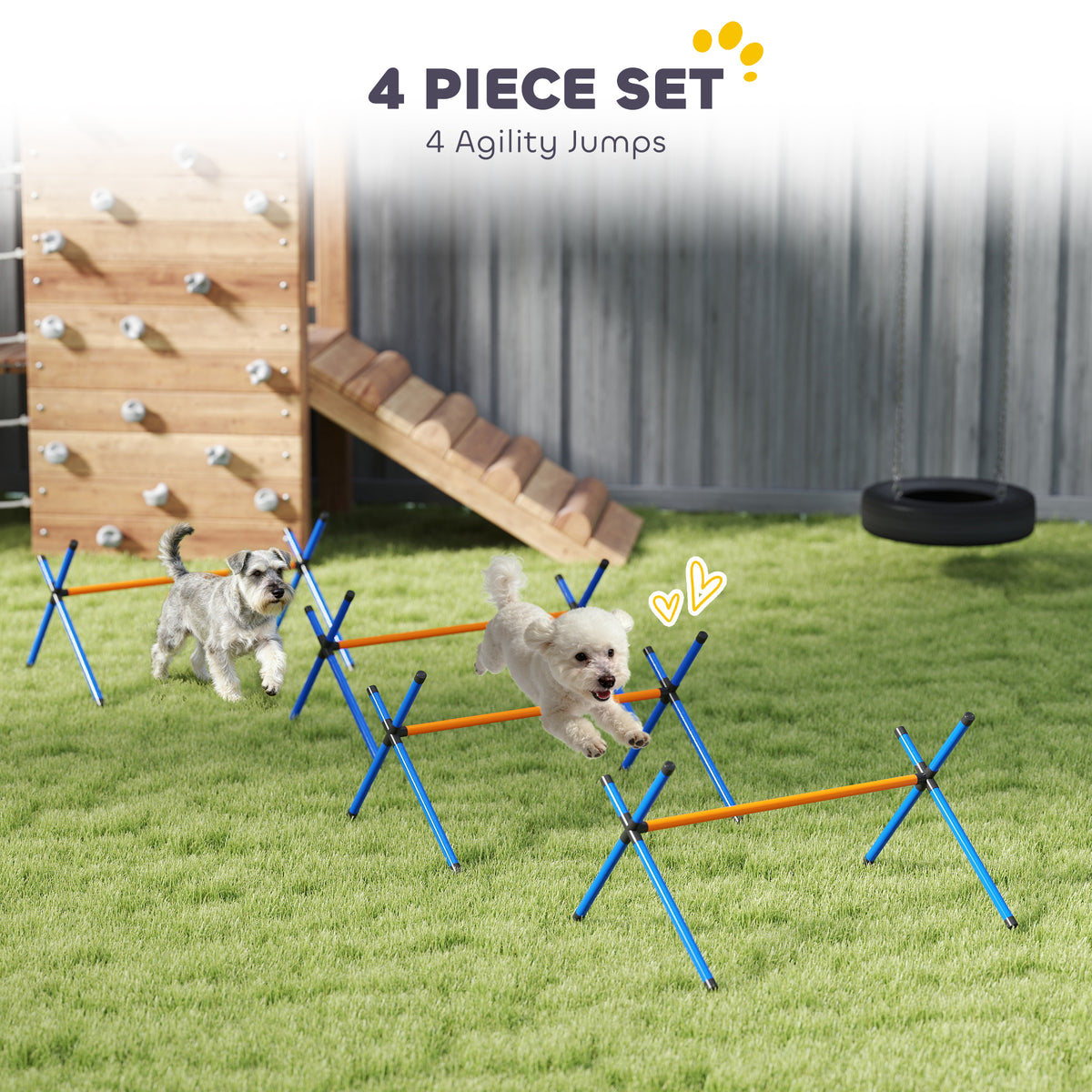 4 Pieces Dog Agility Equipment, Dog Agility Course Backyard Set With Adjustable Height Jump Bars And Carry Bag