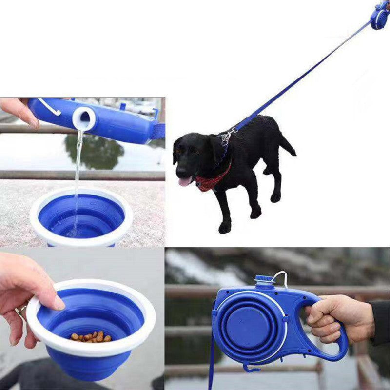 Portable Retractable Leash With Water Bottle