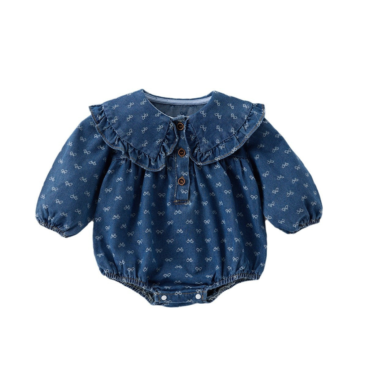 Toddler Girls Denim Crawling Romper And One-Piece Dress