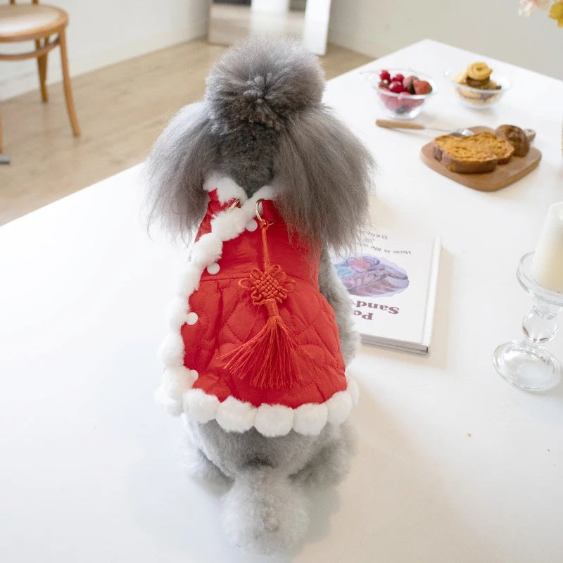 Red Chinese Knot Pet New Year Clothes