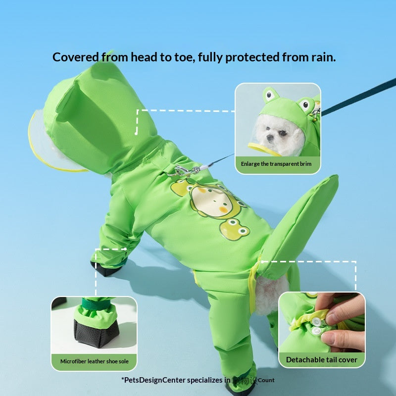 Dog Rain Cape With Attached Feet
