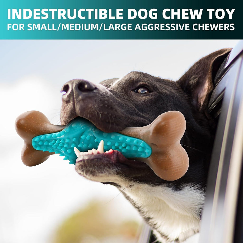 Dog Chew Toy For Large Dogs, Rubber Bone Dog Toys For Aggressive Chewers Large Breed, Teething Chew Toys Medium Dogs, Interactive Dental Hea