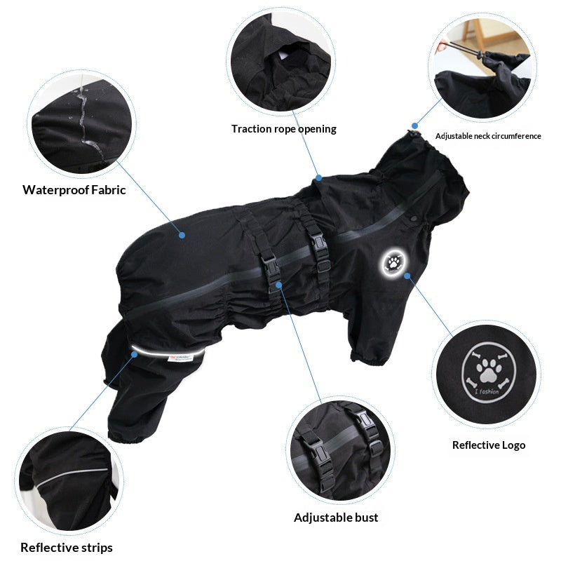 Waterproof Four-Legged Dog Raincoat Jacket