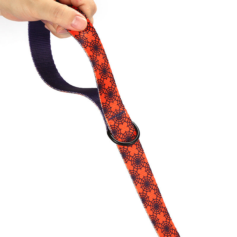 Floral Spiderweb Dog Collar and Leash