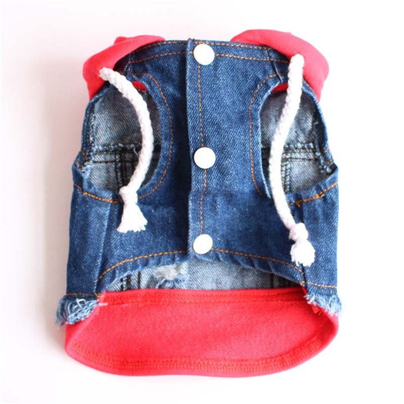 Denim Knitted Dog Hooded Vest