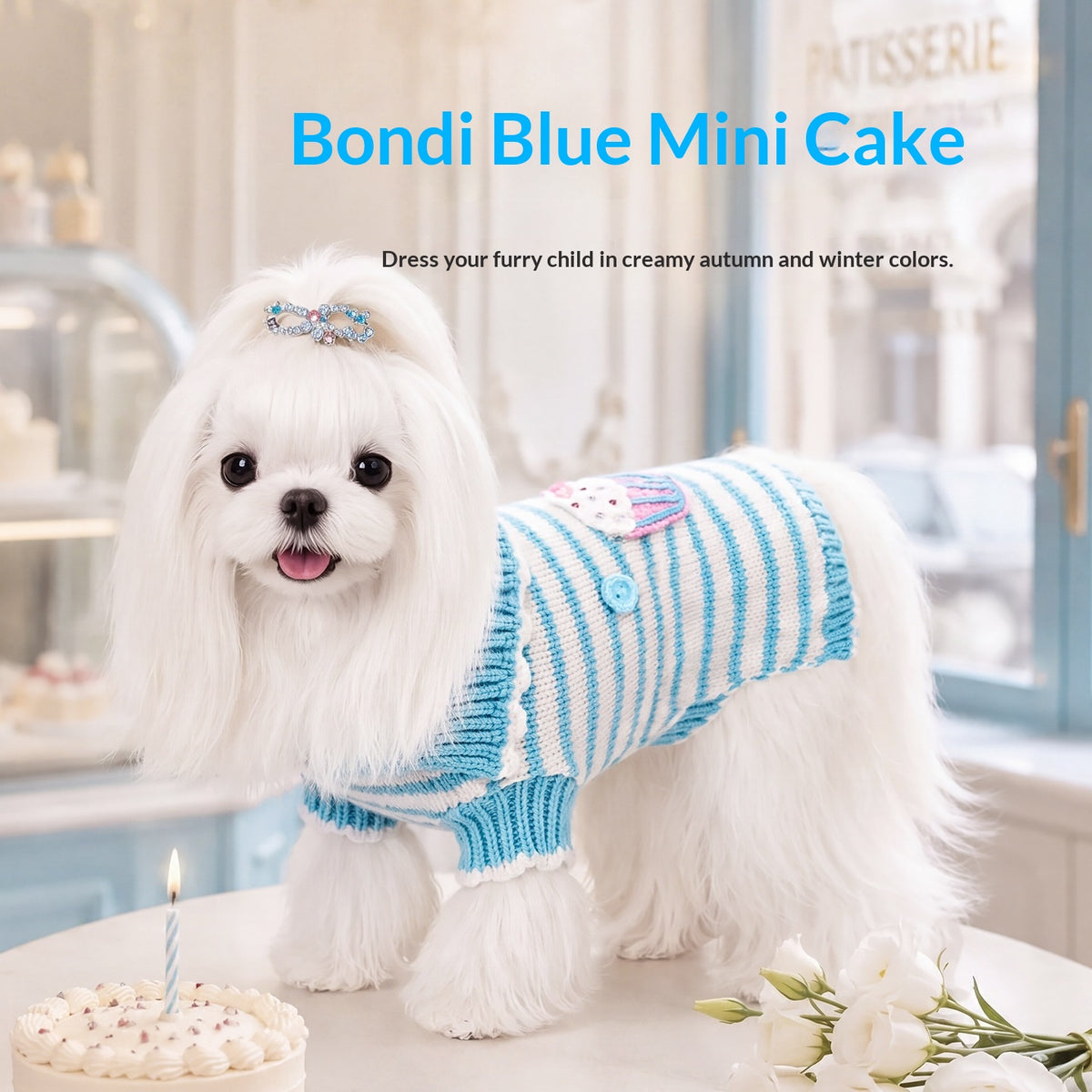 Autumnwinter Sweetheart-Neckline Warm Sweater Pet Outfit