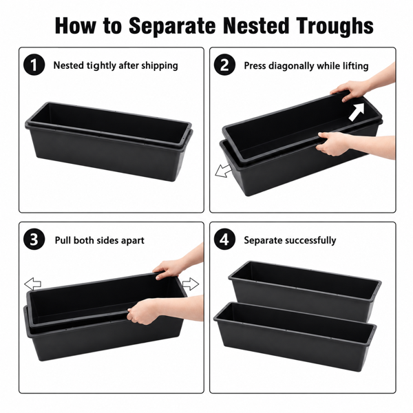 2-Piece Dual-Purpose Plastic Livestock Feed Trough Suitable For Daily Feeding Of Horses, Goats, Pigs And Other Animals Widely Adaptable To H