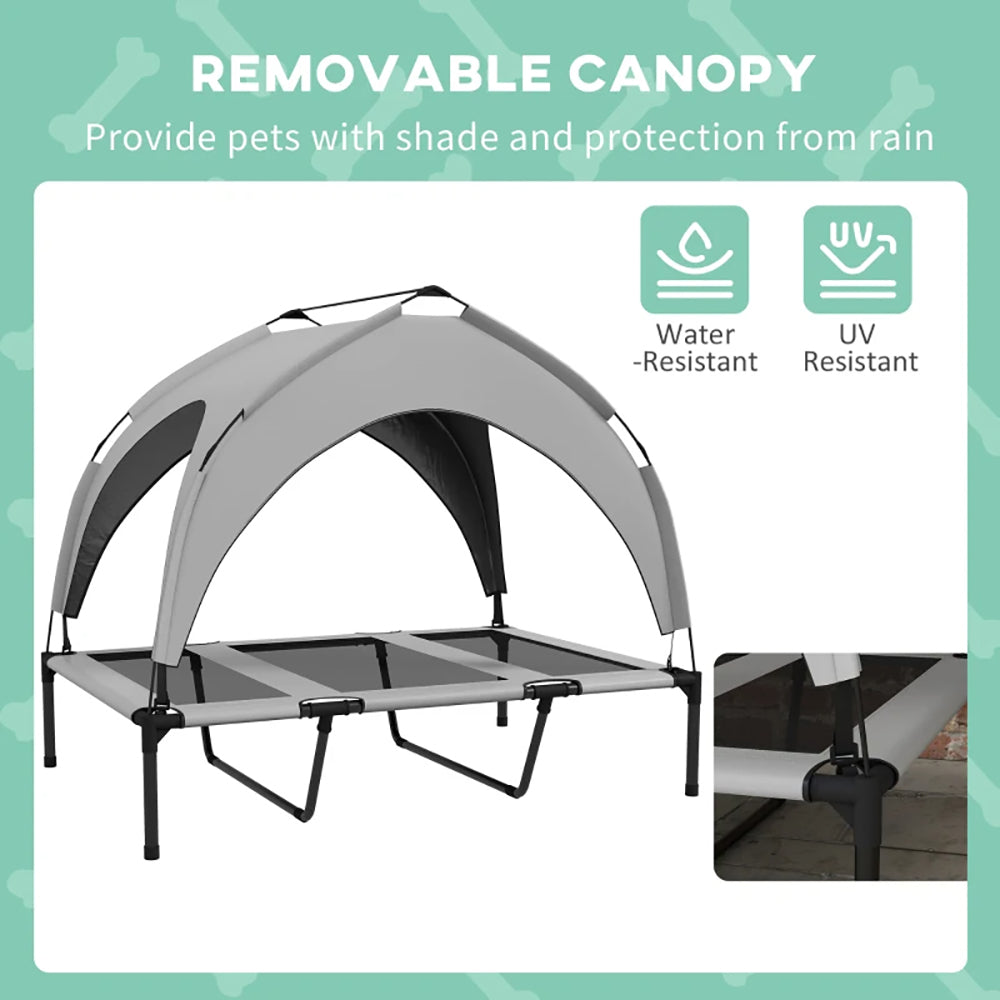 Elevated Dog Bed With Canopy, Raised Outdoor Pet Bed For Camping With Washable Breathable Mesh