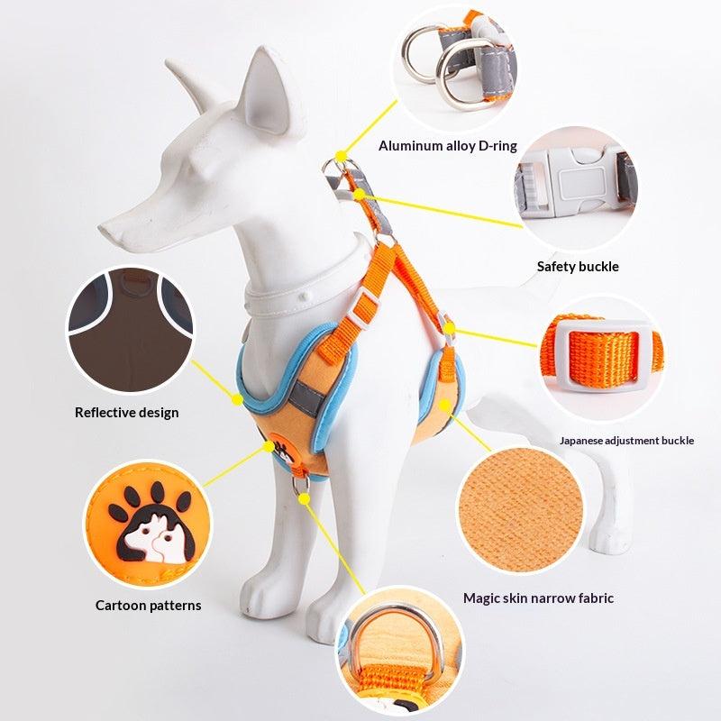 Breathable High-Leg Bichon Frise Harness And Leash