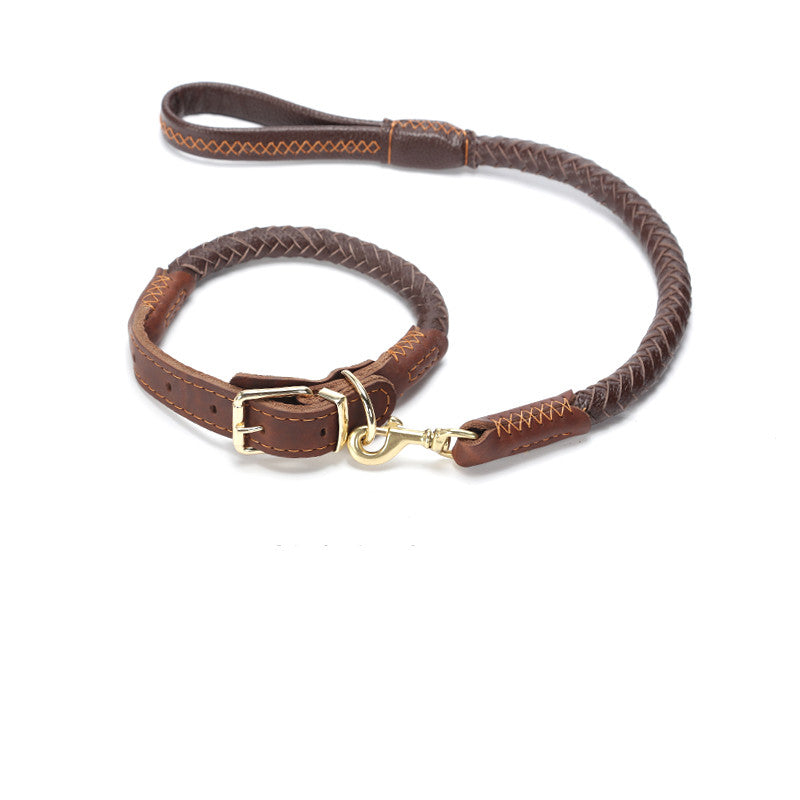Leather Dog Leash Medium And Large Anti-Breakaway Chain