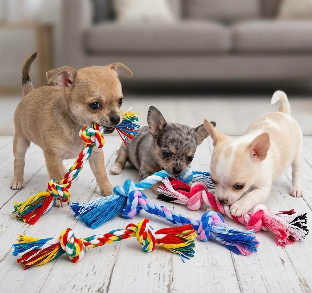 Four-Pack Mini Rope Chew Toys for Small Dogs