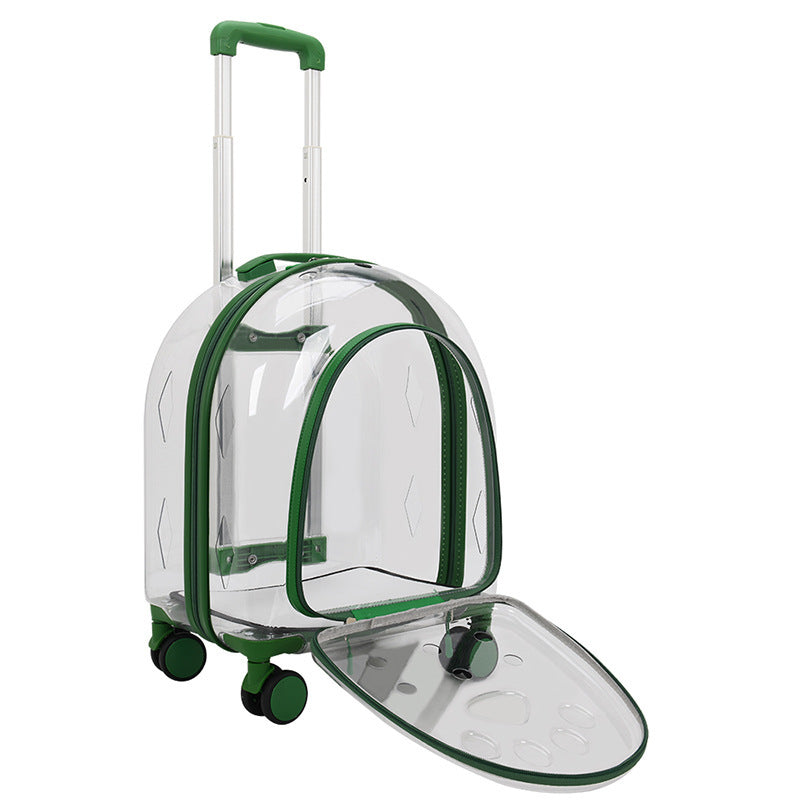 Fashion Creative Pet Trolley Bag Panoramic Transparent Dog Luggage