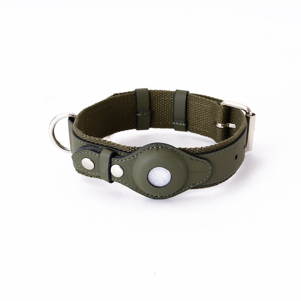 Leather Pet Collar With Tracker Cover