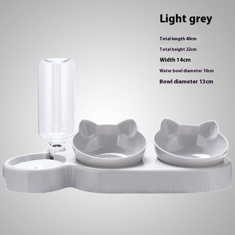 Food Basin Double Bowl Protective Cervical Spine Automatic Drinking Bowl Pet Supplies