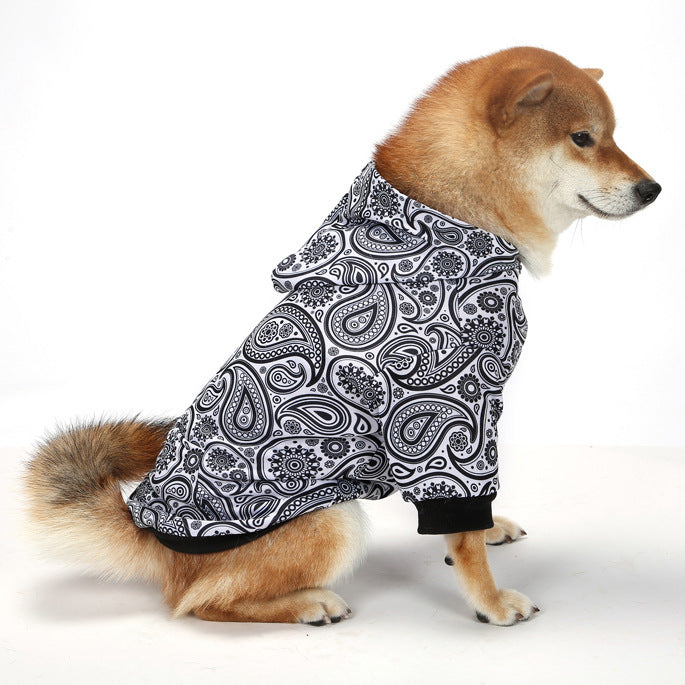Christmas Dog Clothes Thickened Plaid Hooded Two-Leg Sweater