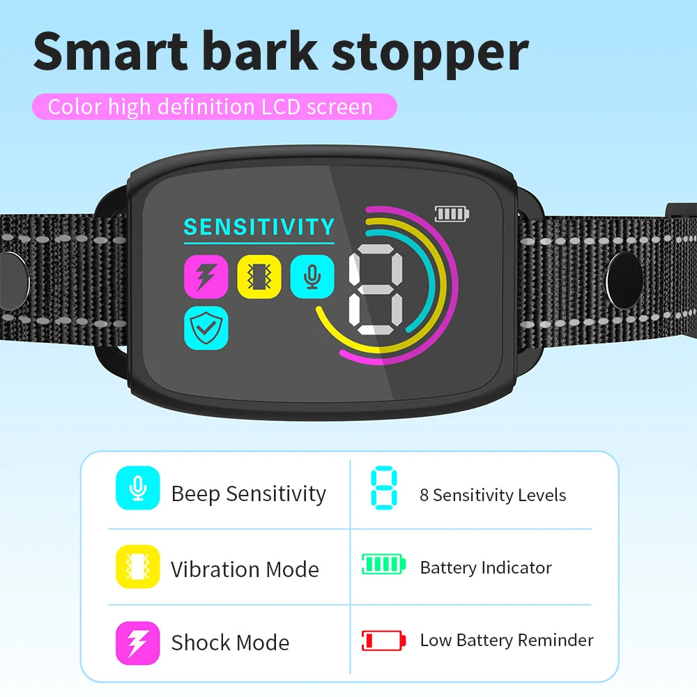 Smart Rechargeable Waterproof Anti-Bark Dog Collar
