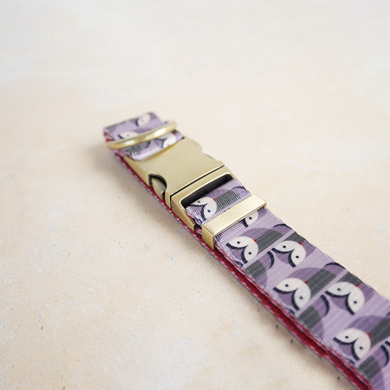 Printed Owl-Patterned Faux-Nylon Pet Collar