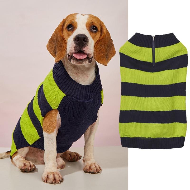 Contrast Color Dog Sweater With Zipper Pocket