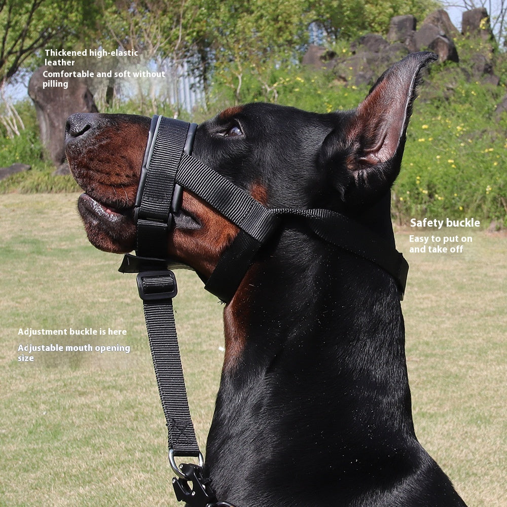 Adjustable Leather Anti-Bite Dog Muzzle
